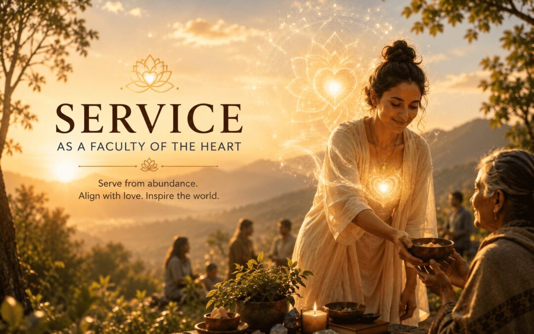 A woman serving with compassion and heart-centered energy during a peaceful spiritual gathering outdoors.